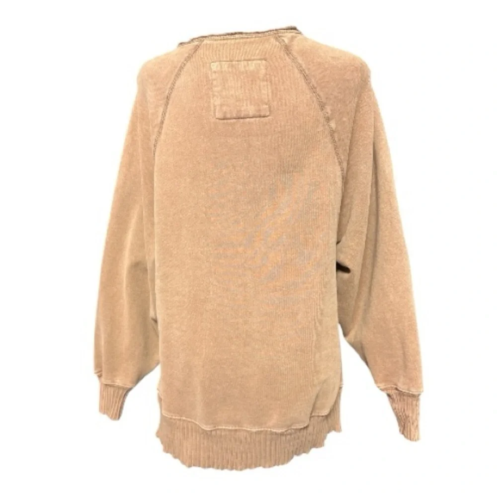 American Eagle Outfitters Beige Washed Crewneck Pullover Size XS
